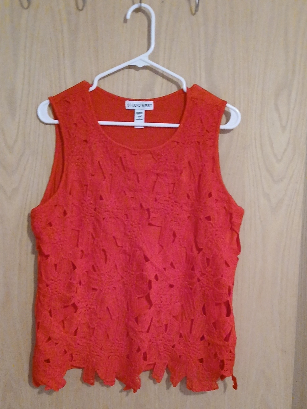Studio West Red Floral Overlay Tank